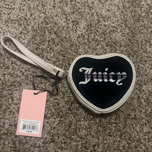 Juicy Couture Black and Cream Heart Wristlet